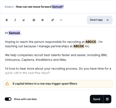 Email editor interface